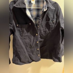 Carhartt Women XL Navy Blue Lined Snap Front Shirt Jacket